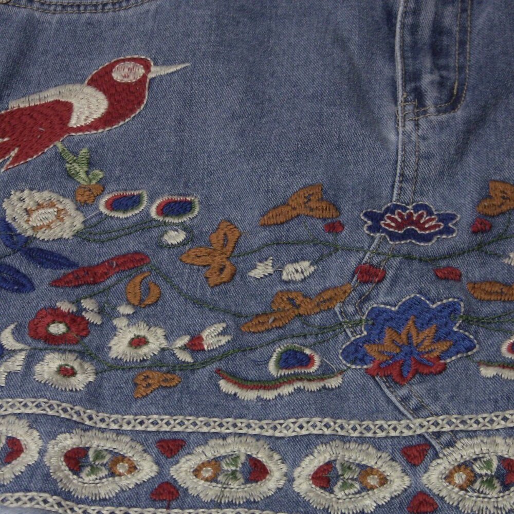 Umgee Embroidered Denim Skirt - size L - Picture 2 of 8